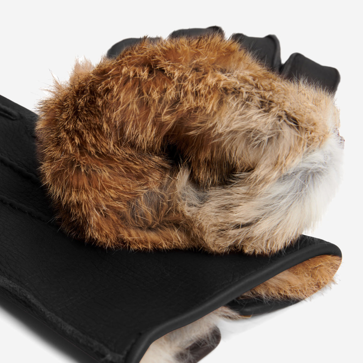 Diego (black) - Italian gloves made of American deerskin leather with rabbit fur lining - Glamourous Grace