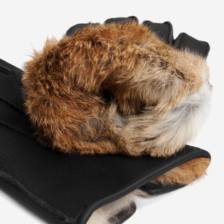 Diego (black) - Italian gloves made of American deerskin leather with rabbit fur lining - Glamourous Grace