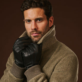 Diego (black) - Italian gloves made of American deerskin leather with rabbit fur lining - Glamourous Grace