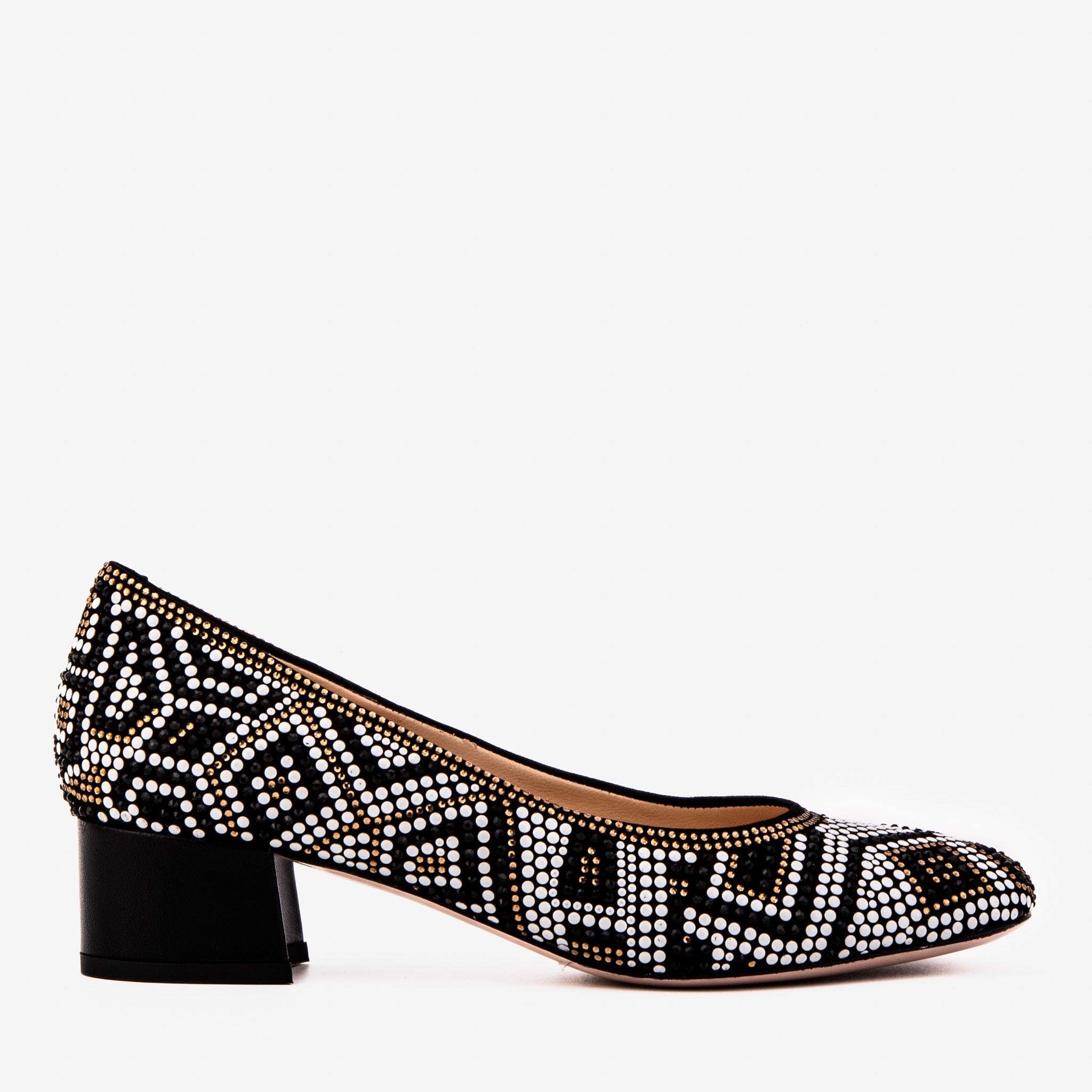 Nampula Crystal-Embellished Black Leather Women Pump - Glamourous Grace