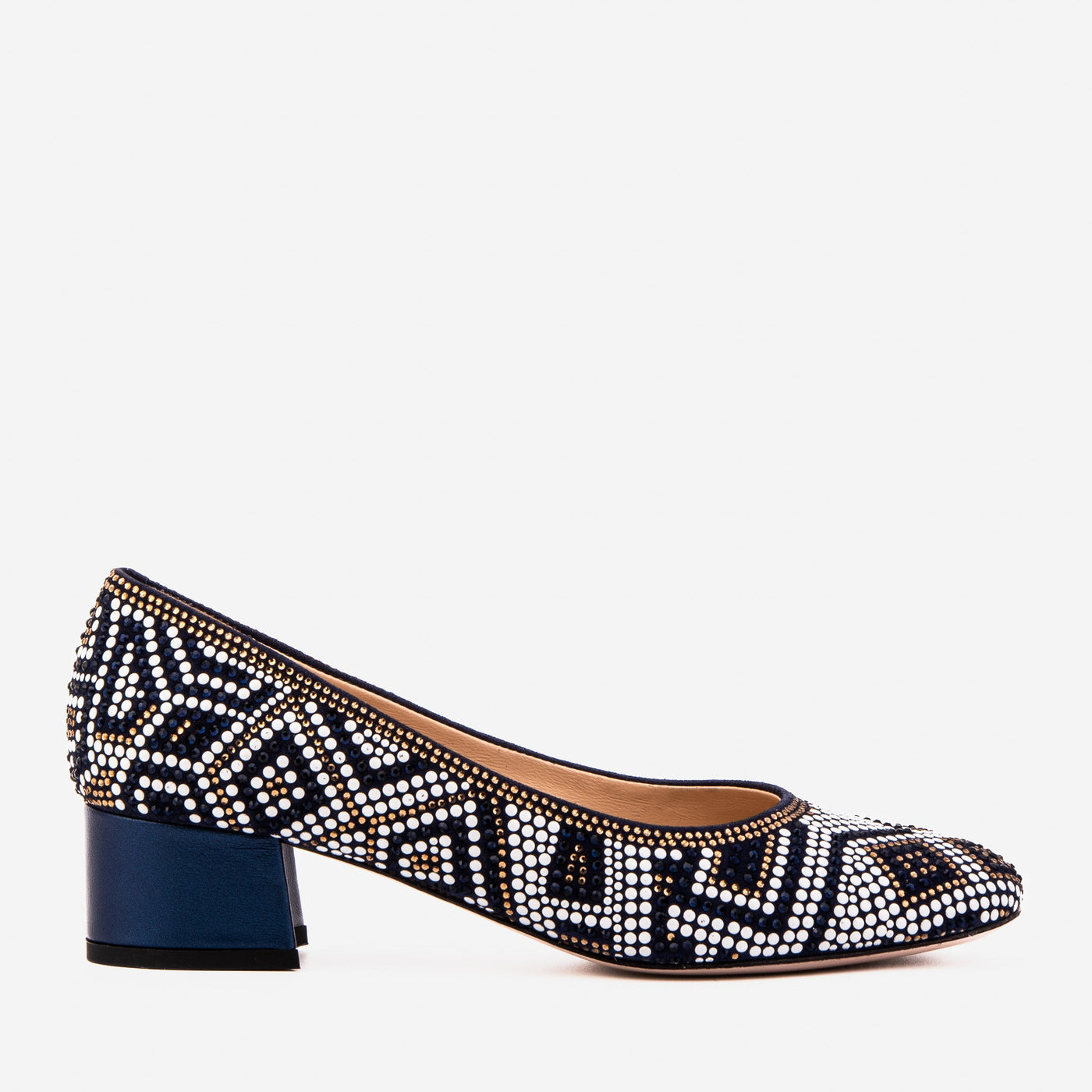 The Nampula Navy Crystal-Embellished Leather Women Pump - Glamourous Grace