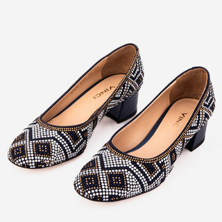 The Nampula Navy Crystal-Embellished Leather Women Pump - Glamourous Grace