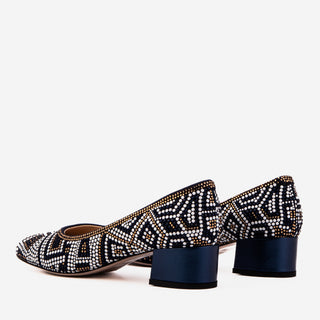 The Nampula Navy Crystal-Embellished Leather Women Pump - Glamourous Grace