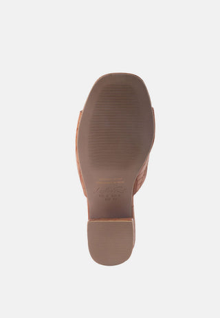 Dumpllin Croco Slip-On Block Heel Sandals