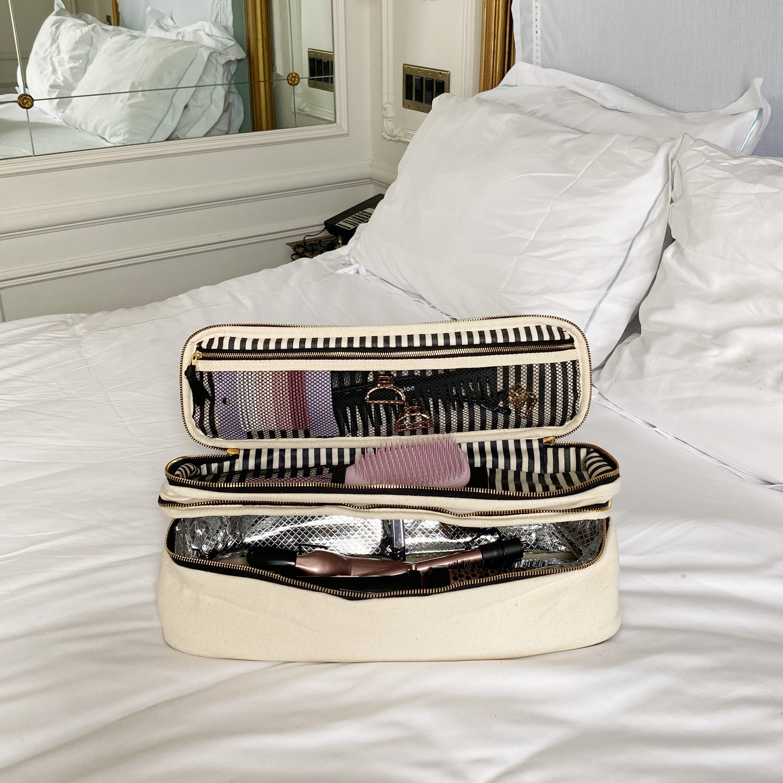 Double Hair Tools Travel Case – Cream - Glamourous Grace