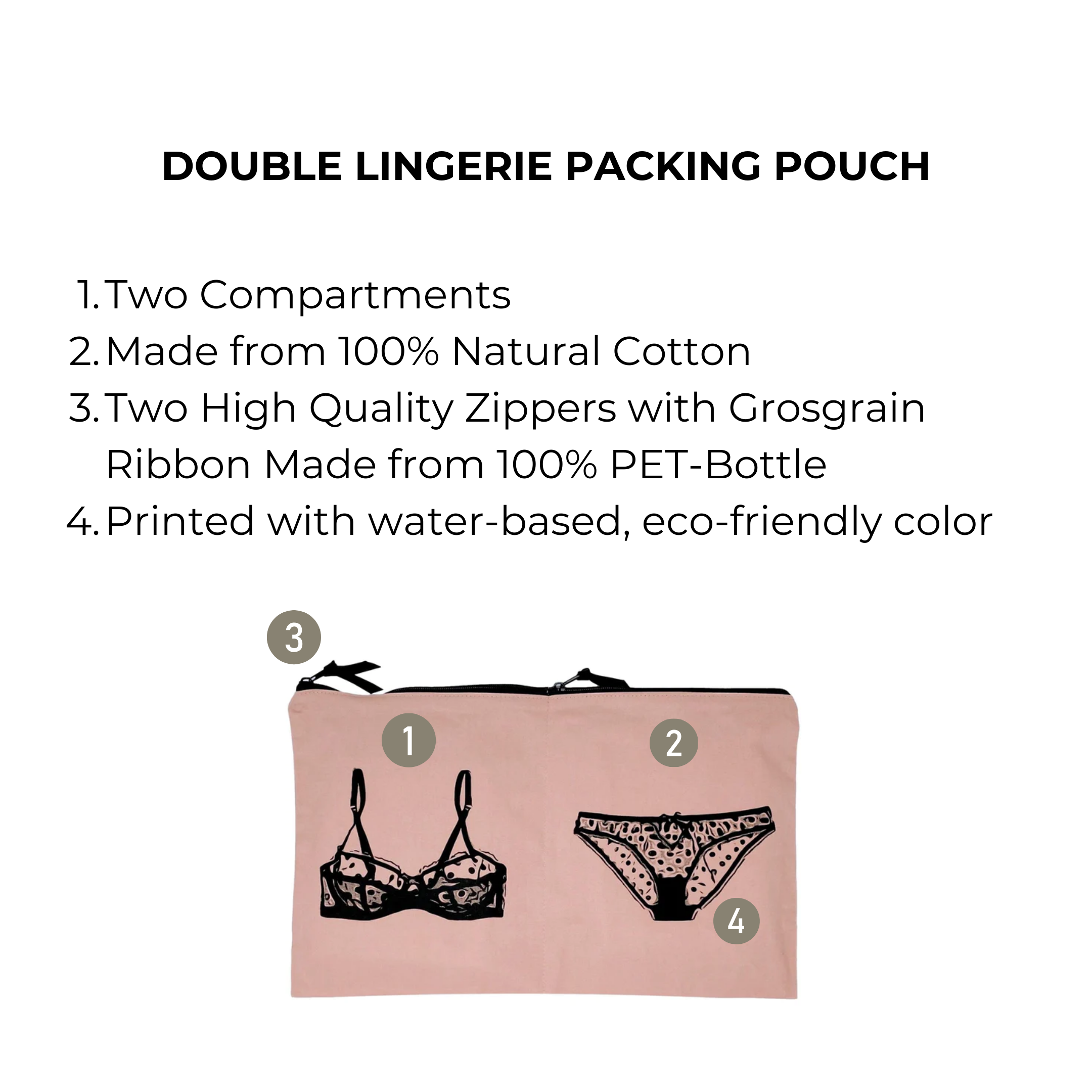 Double Lingerie Packing Pouch – Pink/Blush - Glamourous Grace