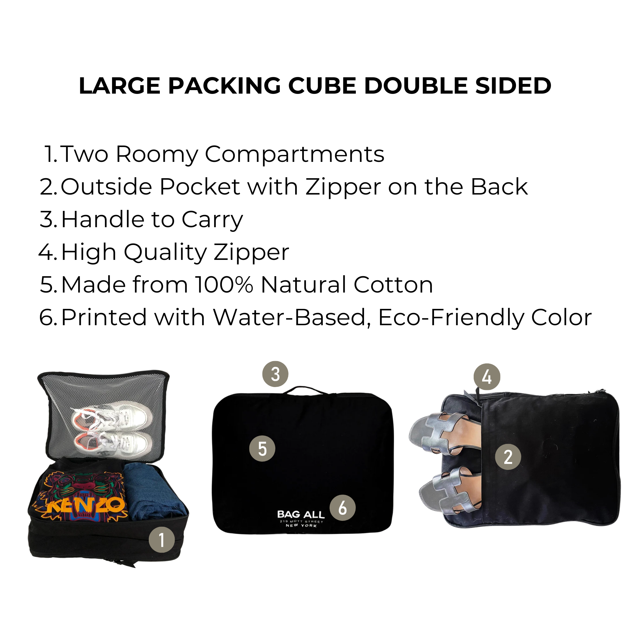 Large Packing Cube, Double Sided – Black - Glamourous Grace