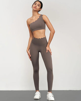Hello Day Scalloped Waist High Rise Leggings