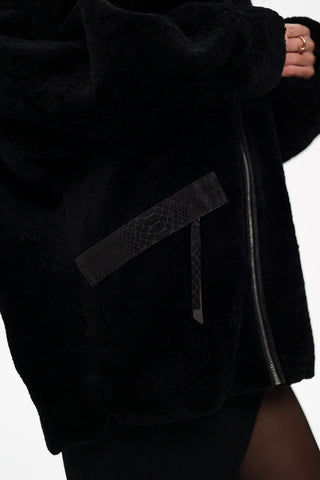Palermo Genuine Astrakhan Silver Fox Trim Coat