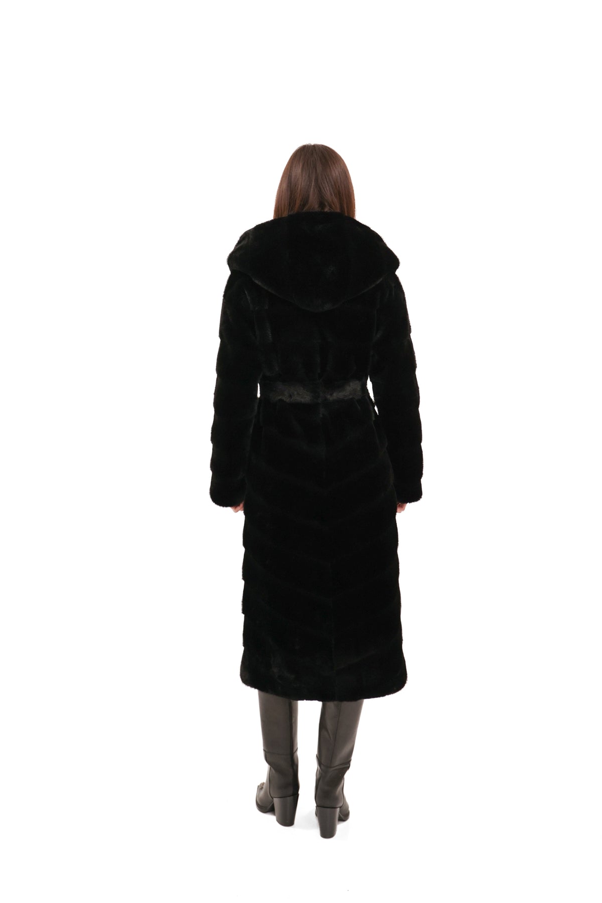 Faux Mink Effect Fur Hooded Coat