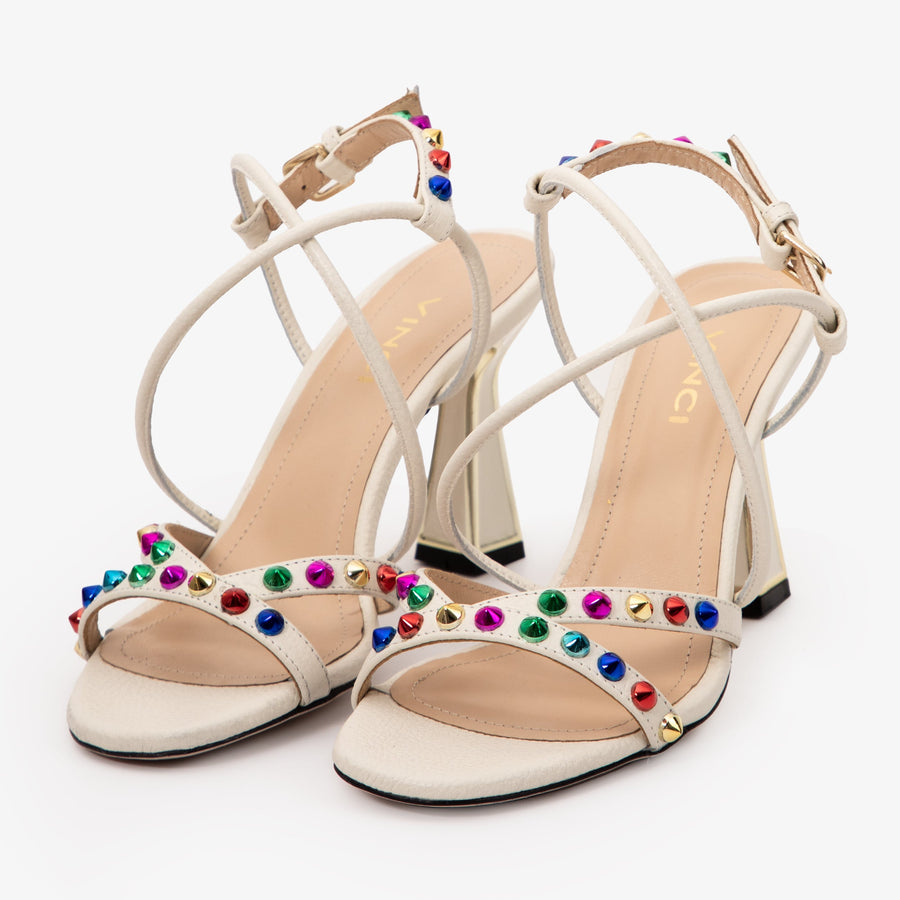 The Aurora Cream Leather Strappy Women Sandal - Glamourous Grace