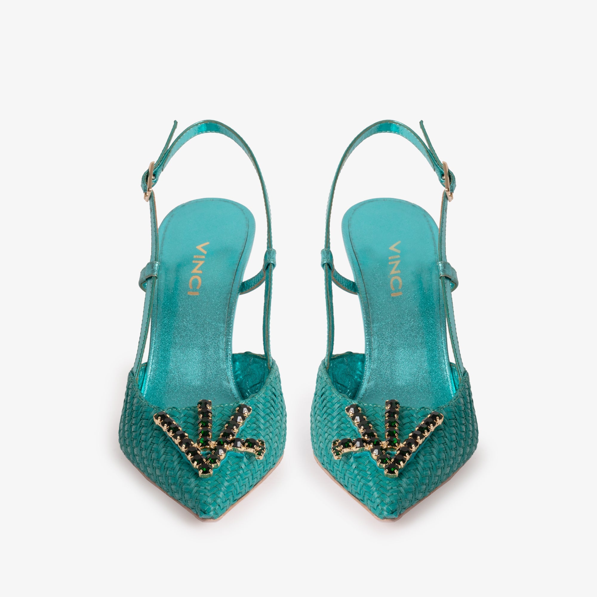 The Luna Turquoise Leather Slingback Women Sandal - Glamourous Grace