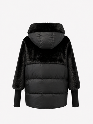 Claire Eco-Fur Bio-Down Fill Jacket in Black