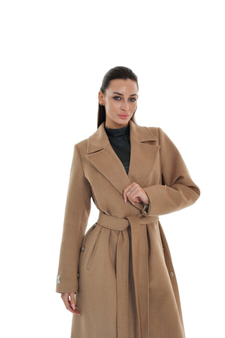 Aria Cashmere Blend Coat in Camel