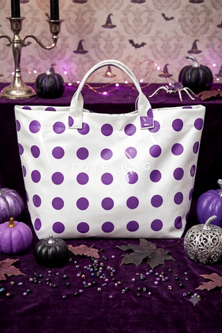 SC - ETA 9/30-10/14 Purple Polka Dot Vinyl TOTE BAG - Glamourous Grace