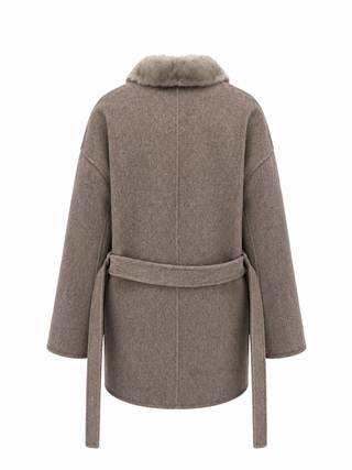 Reversible Genuine Mink Fur Virgin Wool Coat