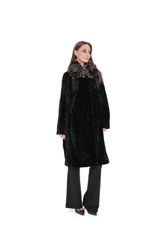 Genuine Astrakhan Silver Fox Trim Coat
