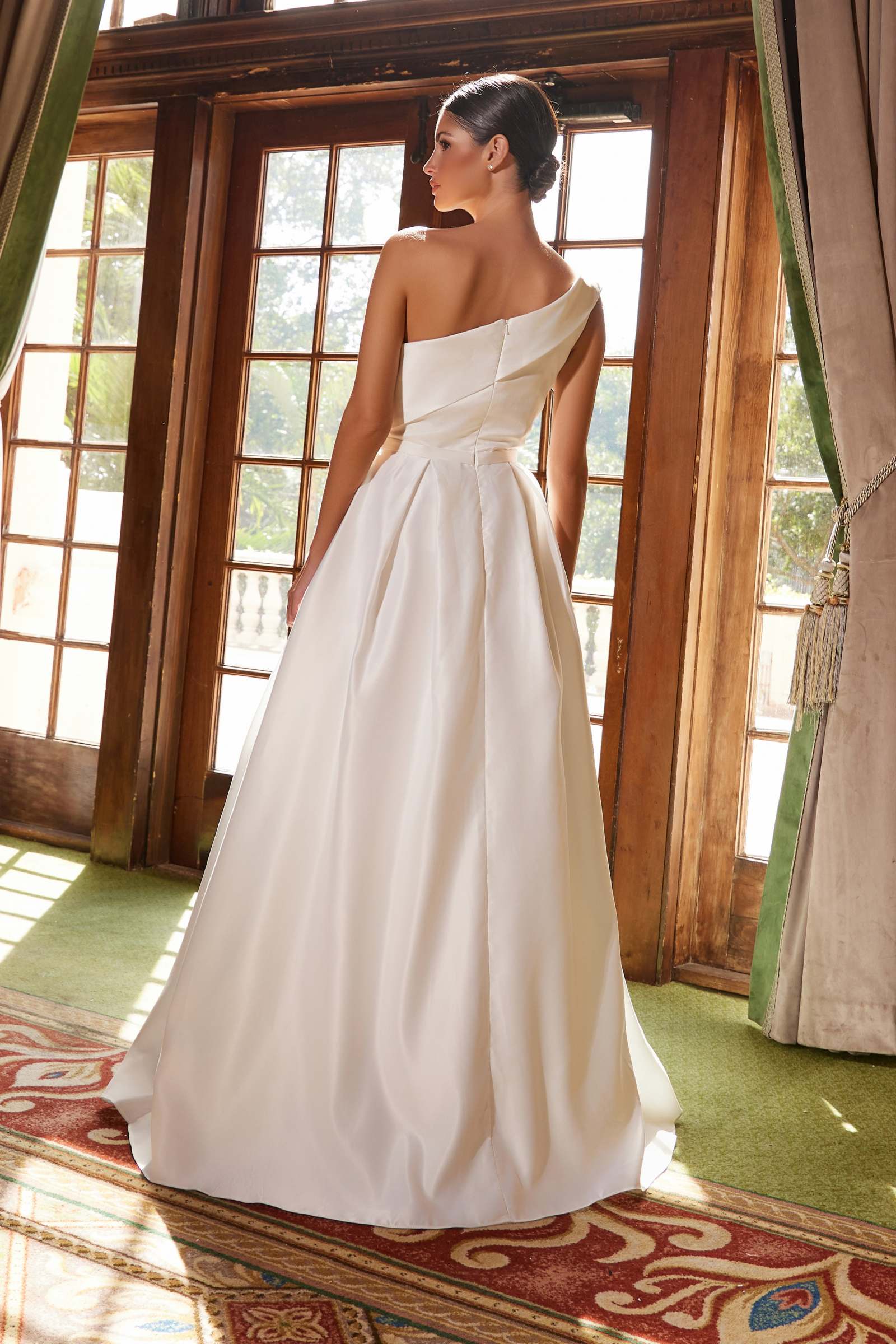 Nox Anabel E469 Elegant One Shoulder Long Satin A-Line Dress