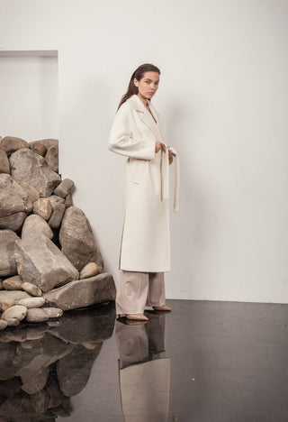 Premium 100% Australian Merino Wool Coat in Marshmallow