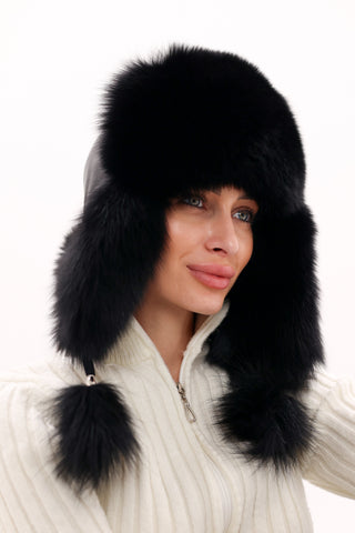 Genuine Polar Fox Fur Genuine Leather Hat