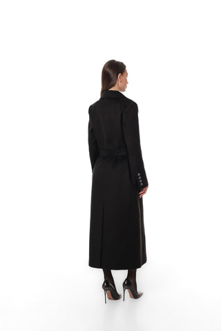 Ellis Tailored Cashmere Wool Coat in Black