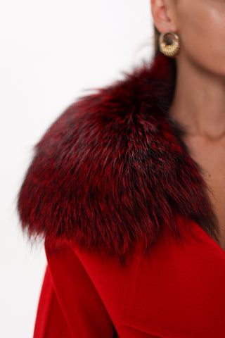 Saga®Furs Silver Fox Wool Alpaca Wraparound Coat