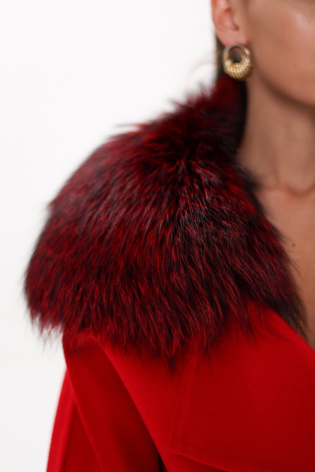Saga®Furs Silver Fox Wool Alpaca Wraparound Coat