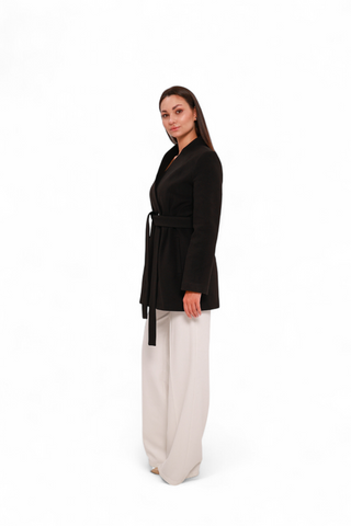 Opera Cashmere Blend Overcoat in Black