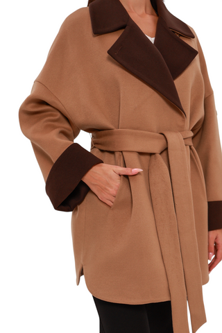 Sandro Cashmere Blend Overcoat in Camel
