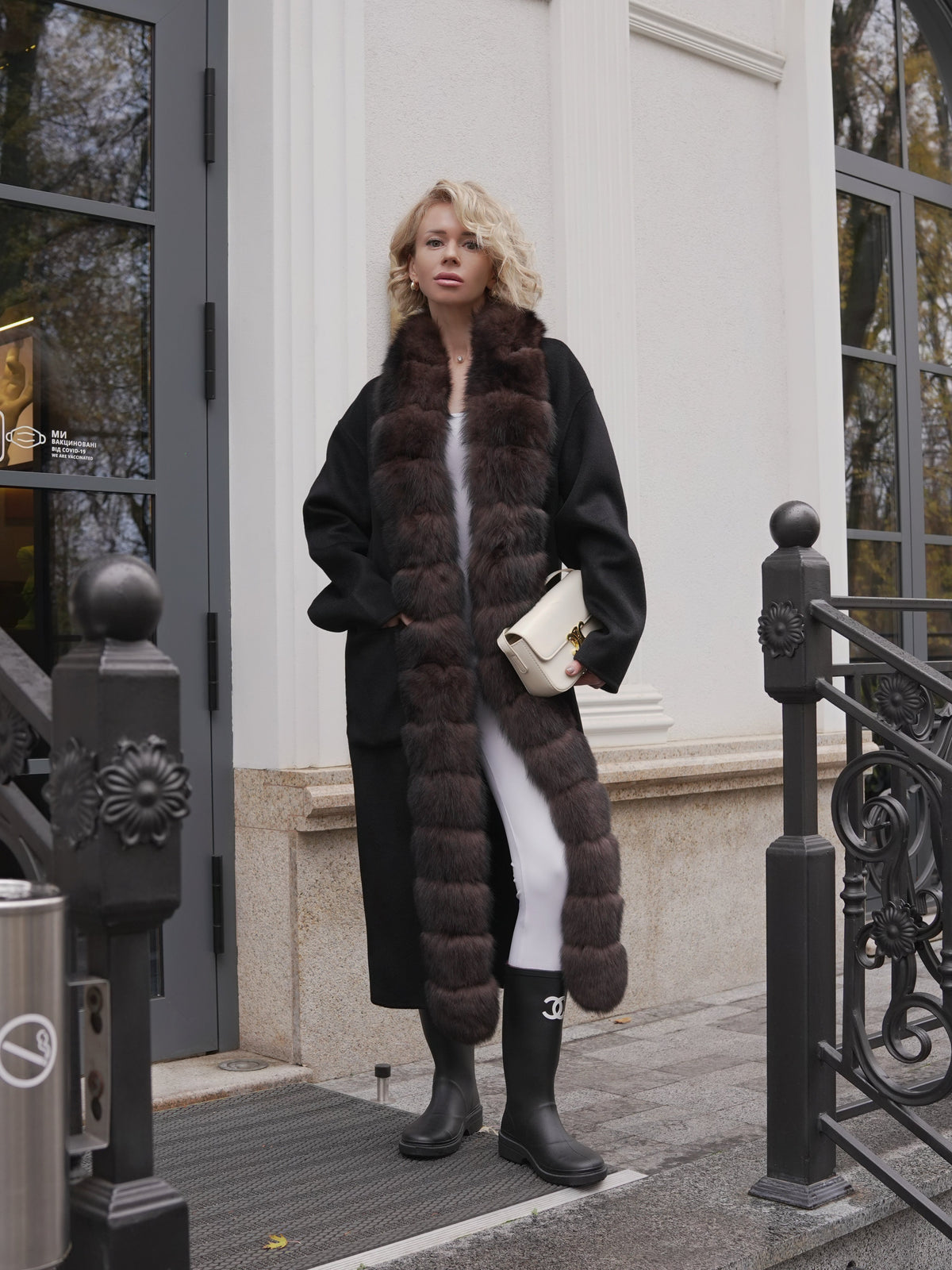 Brackley Genuine Polar Fox Fur Double Face Coat