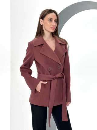 Lyndale Cashmere Wool Blend Coat in Sangria