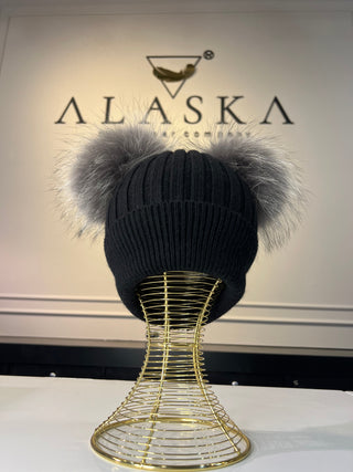 Two Fur Poms Hat Adult | Kids
