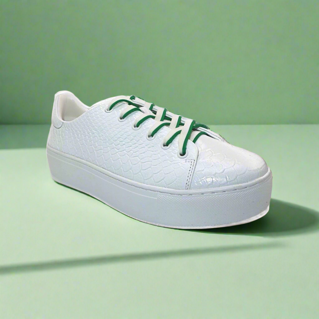 Michaela V Amare Women's White Italian Leather Sneakers - Glamourous Grace