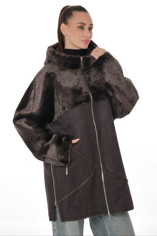 Hooded Eco-Suede Coat