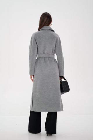 Cambridge Comfort Wraparound Wool Cashmere Coat in Dove