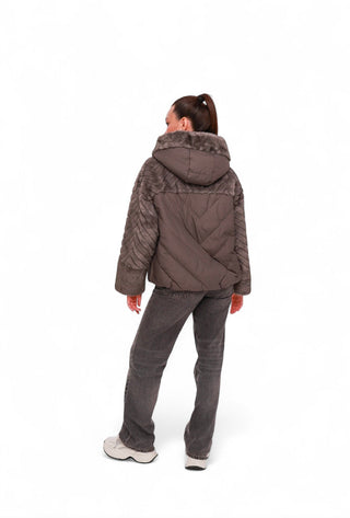 Montana Eco-Fur Down Coat in Grey