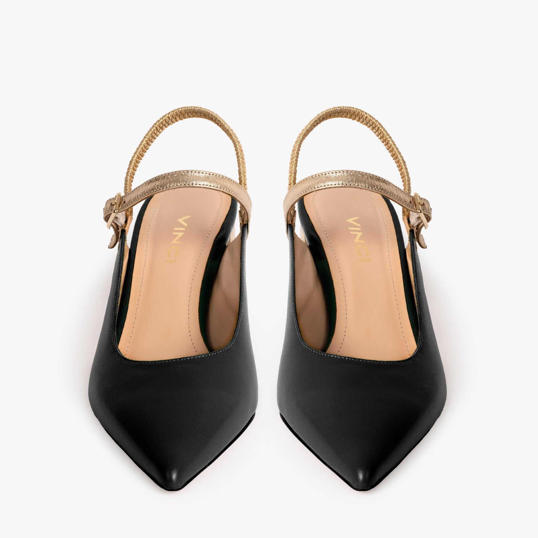 The Pompei Black Leather Slingback Women Sandal - Glamourous Grace