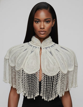 Pearl Halo Cape - Glamourous Grace