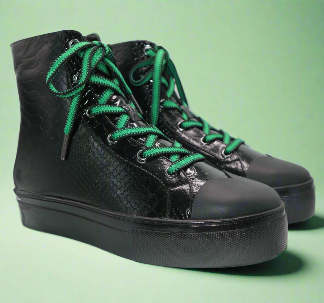 Michaela V Lucra Women's Black Italian Leather Sneakers - Glamourous Grace