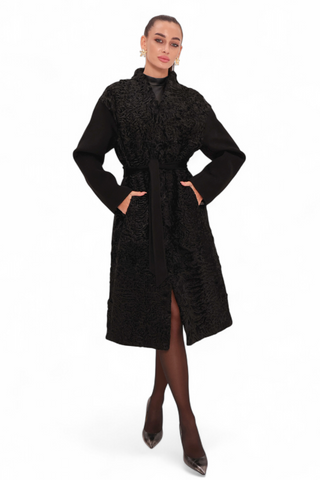Noir Genuine Karakul Wool Overcoat