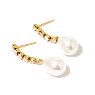 Crane Diamond Pearl Earrings WATERPROOF