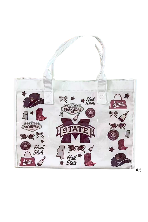SC - ETA 8/24-9/7 Hail State Vinyl Tote Bag - Glamourous Grace