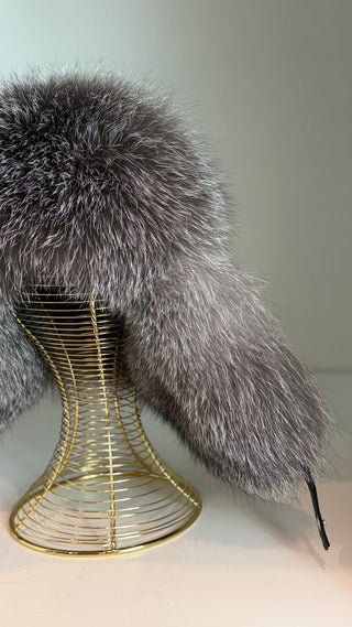 Genuine Silver Fox Leather Hat Unisex
