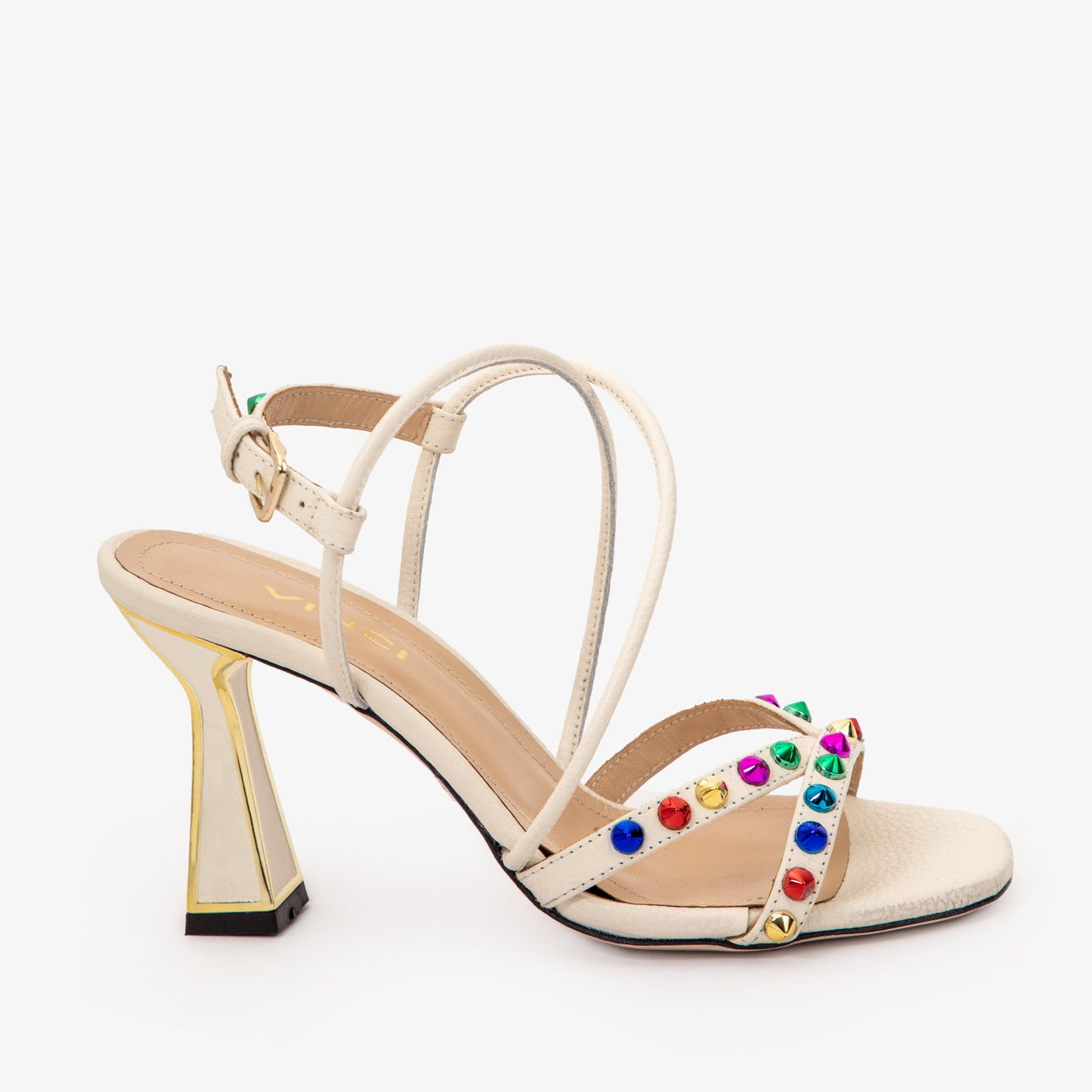The Aurora Cream Leather Strappy Women Sandal - Glamourous Grace