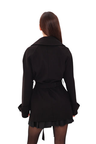 Karina Midi Cashmere Wool Blend Coat In Black