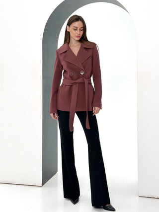 Lyndale Cashmere Wool Blend Coat in Sangria