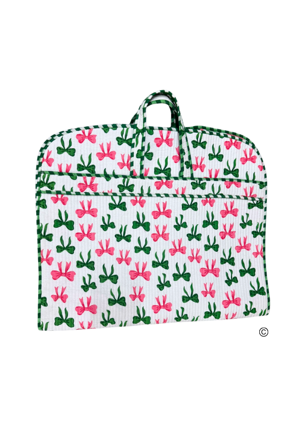 SC - Southern Belle Pink and Green Bow Garment Bag - Glamourous Grace
