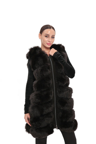 Genuine Polar Fox Fur Vest 90 cm