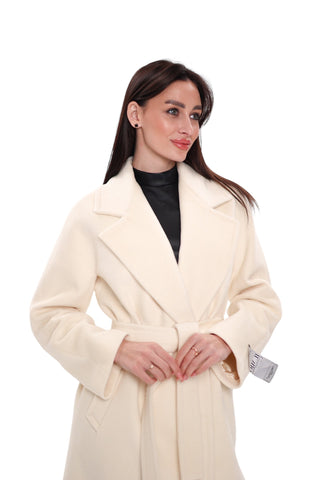 Premium 100% Australian Merino Wool Coat in Marshmallow