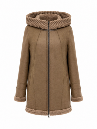 Reversible Faux Fur & Suede Jacket with Hood